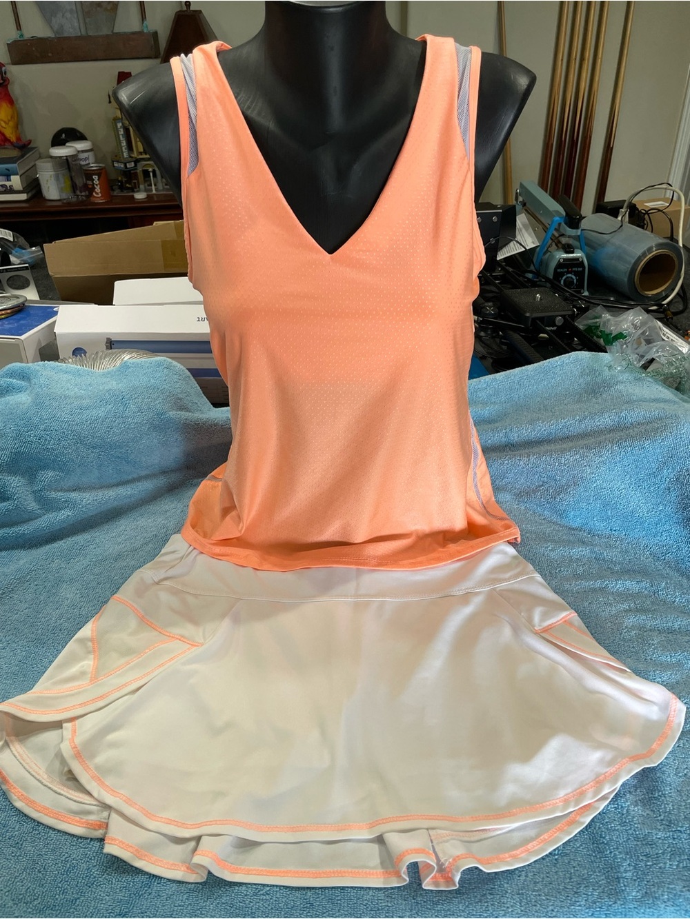 Lucky in Love Neon Coral V-Neck Athletic Tank and Co-Ordinating Skort